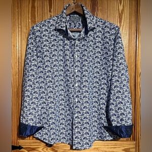 Paulo Solari Men's Flip Cuff Modern Fit Paisley Performance Stretch Shirt